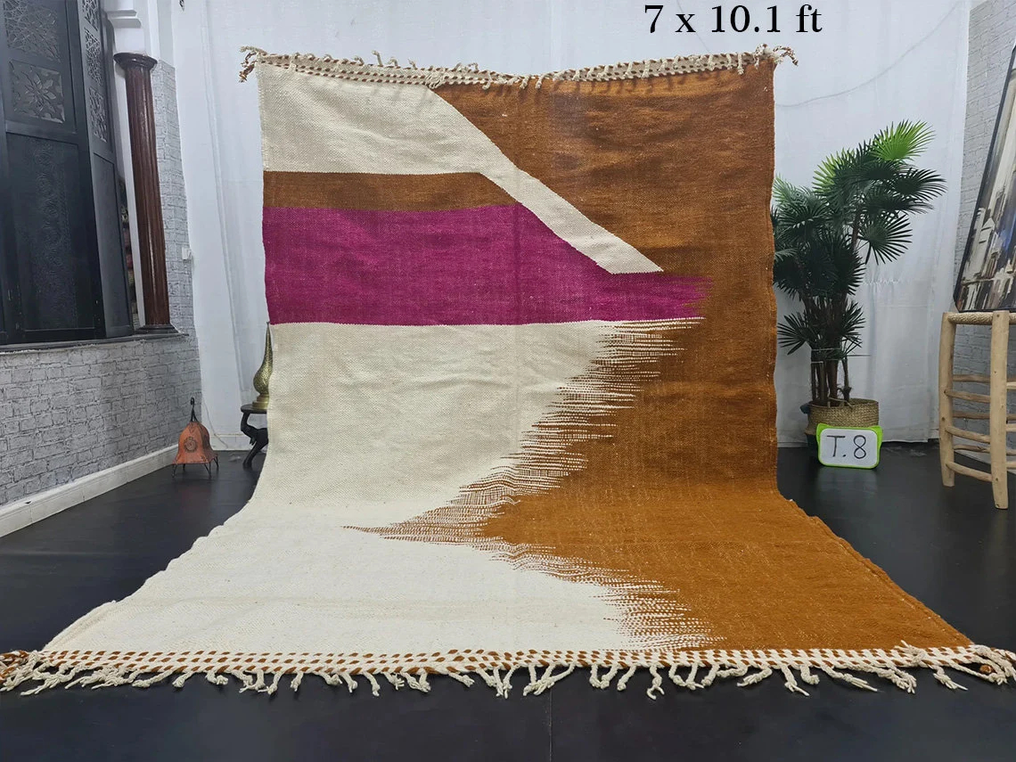 Sunset contrasting geometric tassel rug - Image 9