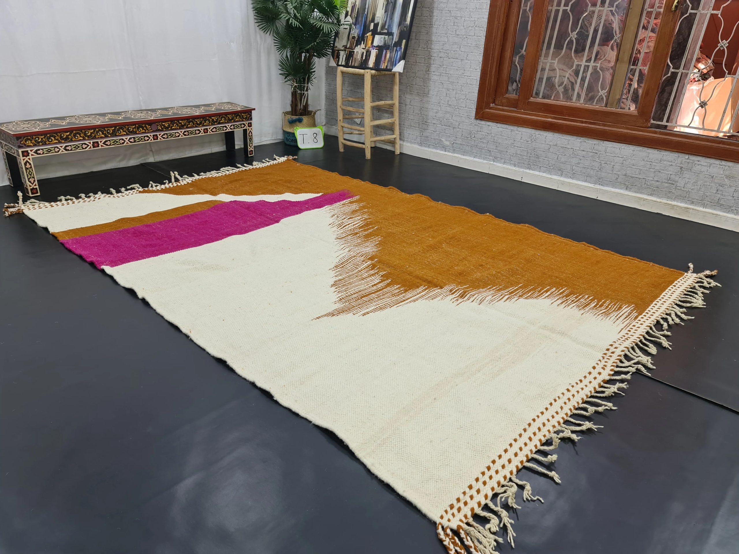 Sunset contrasting geometric tassel rug - Image 6