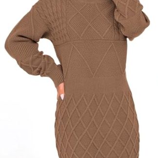 Brown Diamond Knit Dress