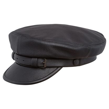 Black leather vintage beret