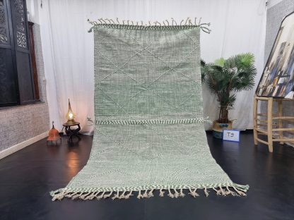 Mint green handmade tassel rug - Image 10