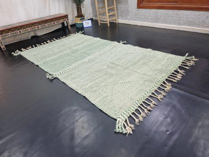 Mint green handmade tassel rug - Image 7