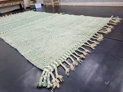 Mint green handmade tassel rug - Image 6