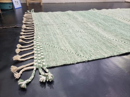 Mint green handmade tassel rug - Image 4