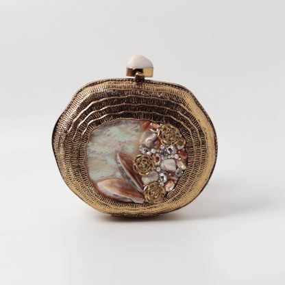 Vintage Handmade Mother-of-Pearl Round Evening Bag