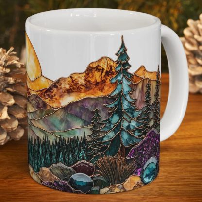 Mountain Forest Colored Glass Mug - Image 10
