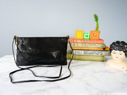 Vintage black metal mesh clutch
