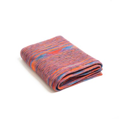 Artistic heathered striped wool blend throw blanket