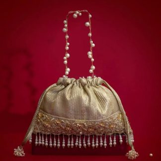 Luxury Gold Pearl Tassel Drawstring Bag