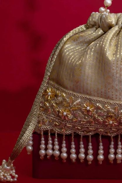 Luxury Gold Pearl Tassel Drawstring Bag - Image 5