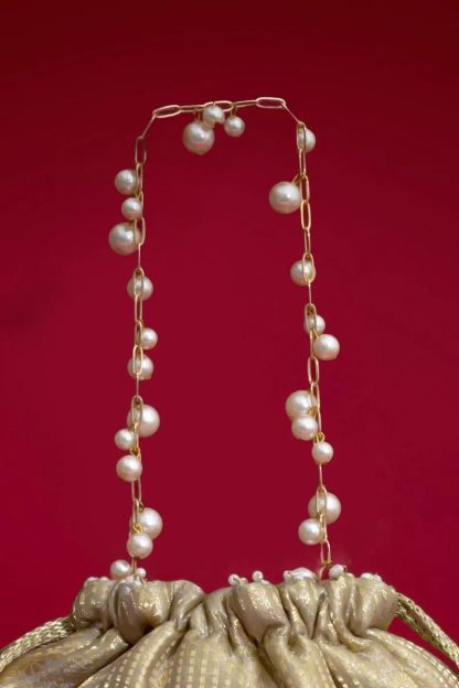 Luxury Gold Pearl Tassel Drawstring Bag - Image 3