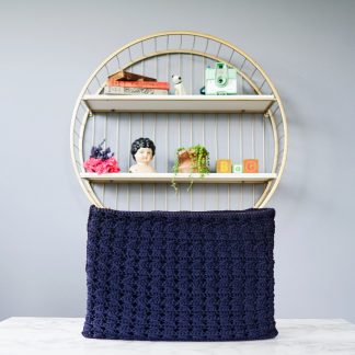 Vintage dark blue hand-crocheted clutch