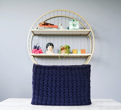 Vintage dark blue hand-crocheted clutch