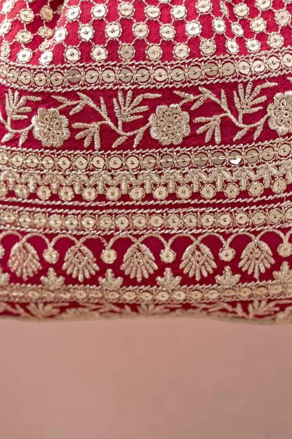 Red and gold embroidered tassel drawstring bag - Image 2