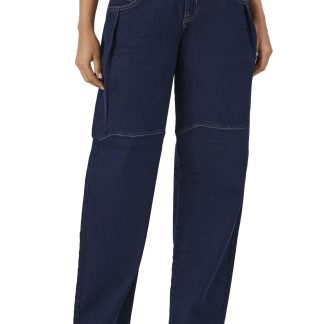 Dark blue workwear straight-leg jeans
