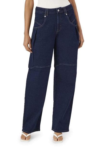 Dark blue workwear straight-leg jeans