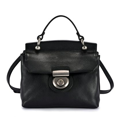 Vintage top-grain cowhide lock small square bag - Image 10
