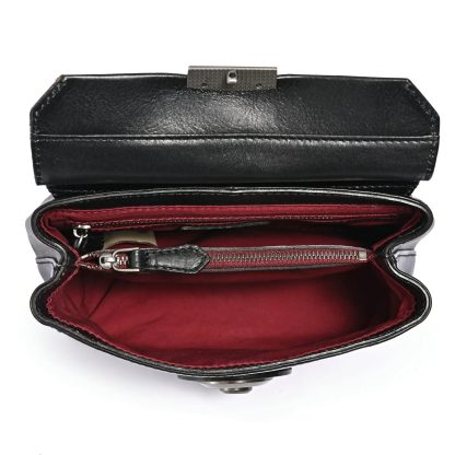 Vintage top-grain cowhide lock small square bag - Image 6