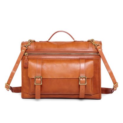 Vintage top-grain cowhide multi-back briefcase
