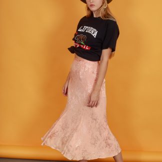 Peach Pink Satin Jacquard Irregular Skirt
