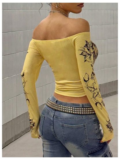 Bright Yellow Slim-Fit Long-Sleeved Top - Image 4