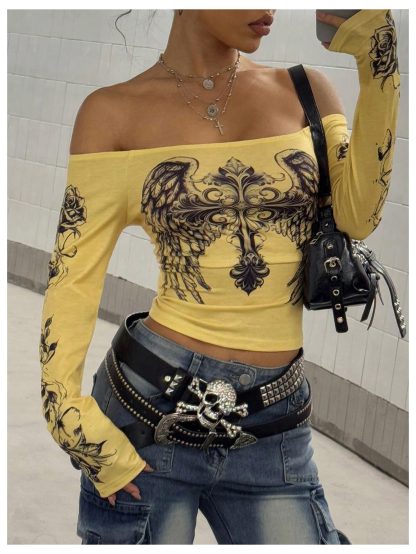 Bright Yellow Slim-Fit Long-Sleeved Top - Image 2