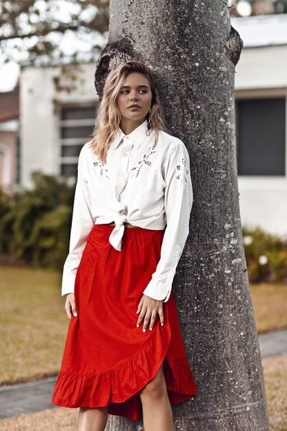 Red ruffled skirt - Image 5