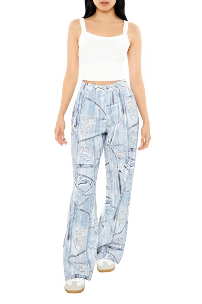 Retro high waist slim graffiti casual trousers - Image 5