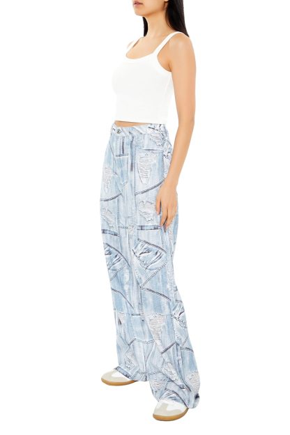 Retro high waist slim graffiti casual trousers - Image 3