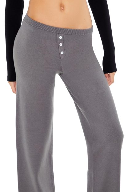 Grey buttoned high-waist wide-leg casual pants - Image 5