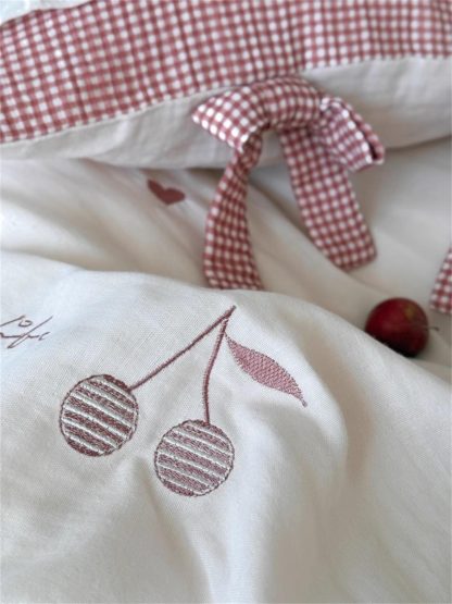 French girl pink plaid bow bedding four-piece set - Image 6
