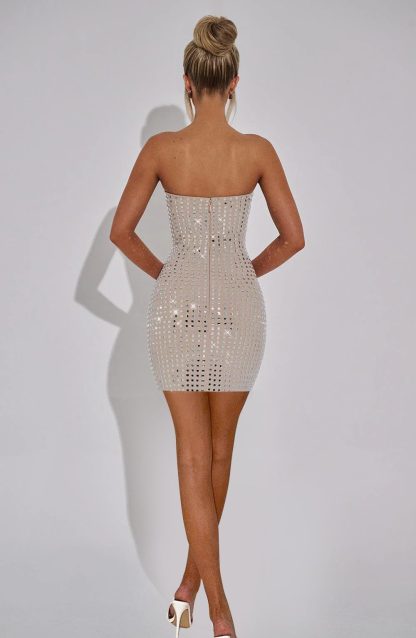 Silver Sequined Bandeau Mini Skirt - Image 3
