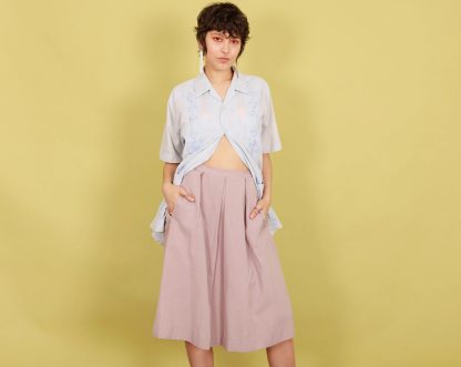 Light pink high-waisted midi skirt with wide pockets - Image 10