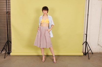 Light pink high-waisted midi skirt with wide pockets - Image 8