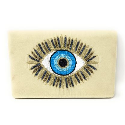 Light luxury Guardian Eye hand-beaded velvet clutch - Image 7