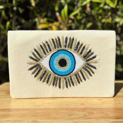 Light luxury Guardian Eye hand-beaded velvet clutch - Image 6