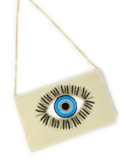 Light luxury Guardian Eye hand-beaded velvet clutch - Image 5