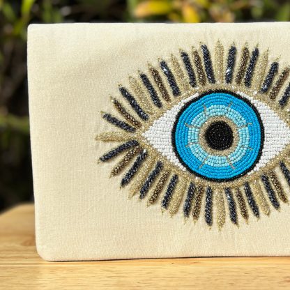 Light luxury Guardian Eye hand-beaded velvet clutch - Image 4