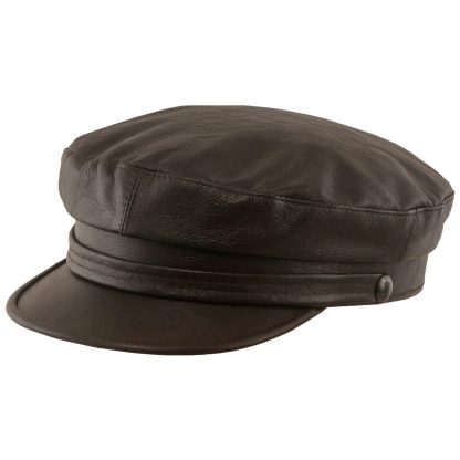 Dark brown premium leather vintage beret - Image 4