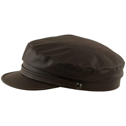Dark brown premium leather vintage beret - Image 3