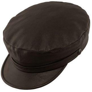 Dark brown premium leather vintage beret