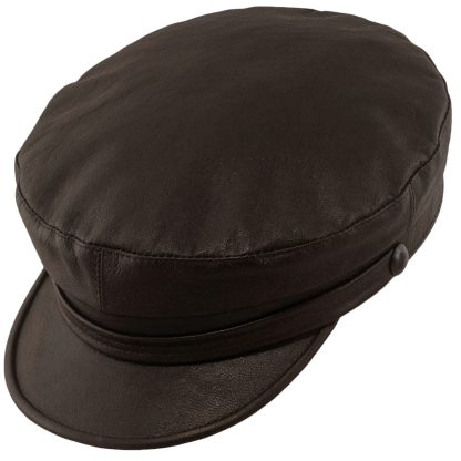 Dark brown premium leather vintage beret