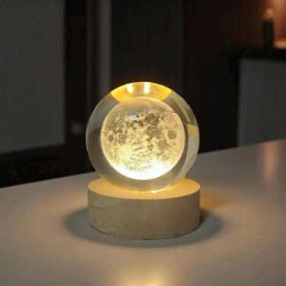 Inner-carved crystal moon night light ornament
