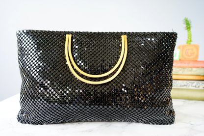 Vintage black and gold sequined woven ring handbag - Image 3