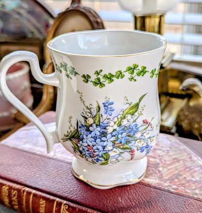 Hand-painted clover blue flower bone china cup - Image 4