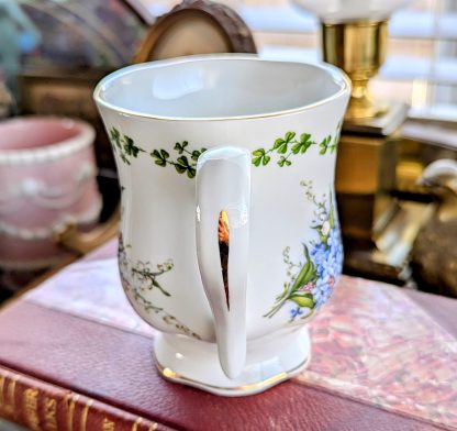 Hand-painted clover blue flower bone china cup - Image 3