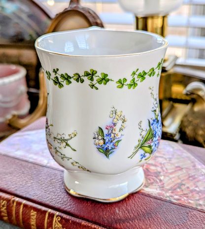 Hand-painted clover blue flower bone china cup - Image 2
