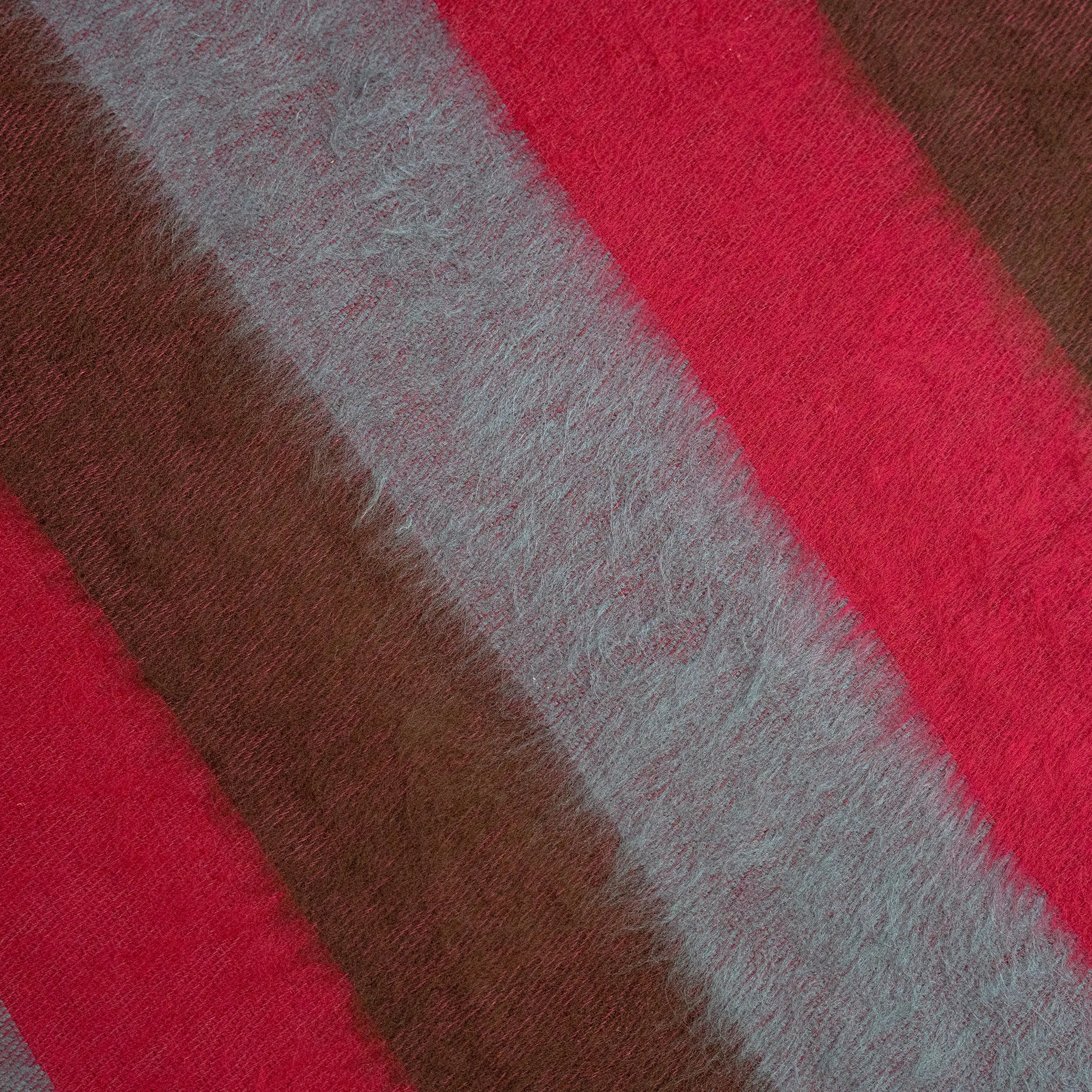 Contrast striped fringed wool-blend throw blanket - Image 2