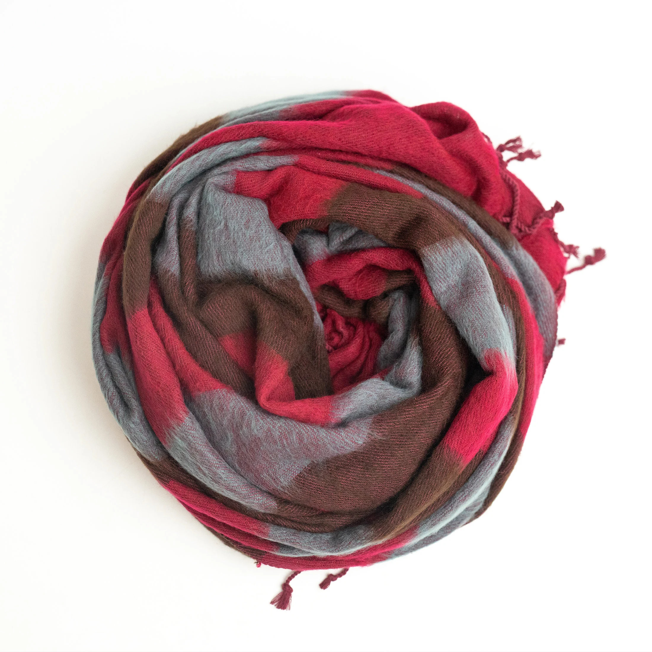 Contrast striped fringed wool-blend throw blanket - Image 8