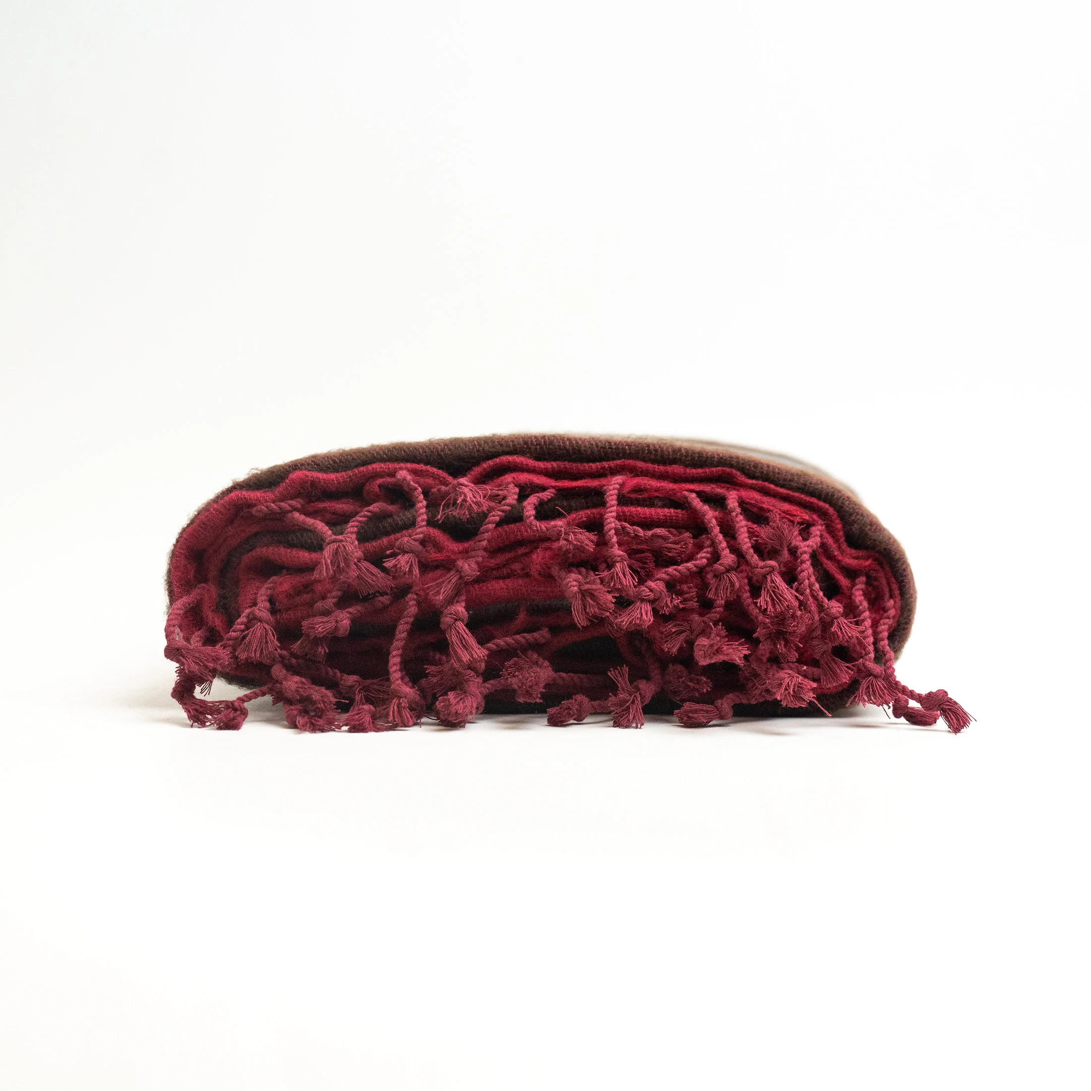 Contrast striped fringed wool-blend throw blanket - Image 5